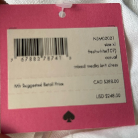 NWT Kate Spade White Mixed Media Cotton Knit Dress Eyelet  $248.  Size XL - Picture 7 of 10